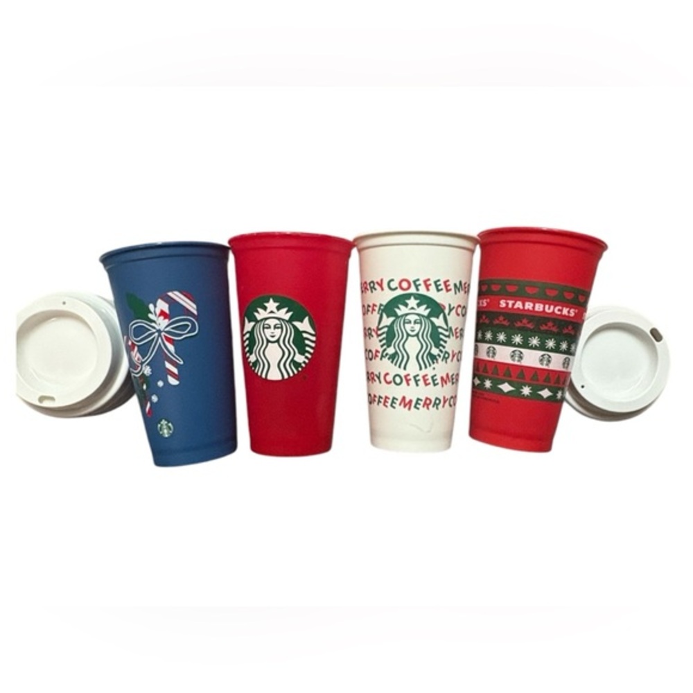 Starbucks Holiday Reusable Cups, Set of Four with Lids